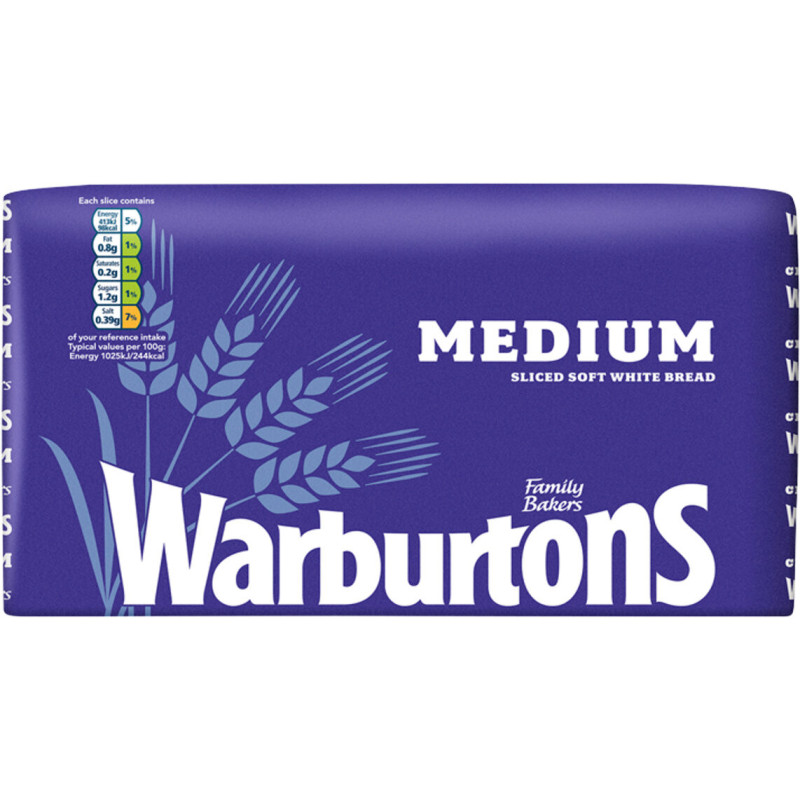 Warburtons Medium Sliced White Bread (800g)