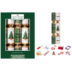 Xmas Crackers.  14" (35cm) Luxury Tree & Wreath (1 x 10)